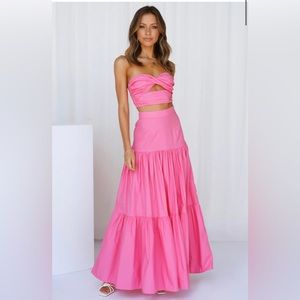 Runaway Ayla Maxi Skirt and Crop Top in Hot Pink